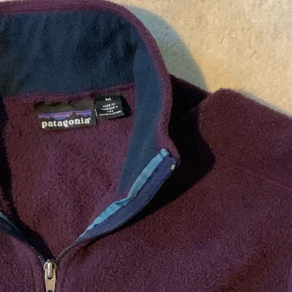 Patagonia Vintage 1/4 zip Fleece pullover jacket plum egg plant size Medium - Picture 11 of 12